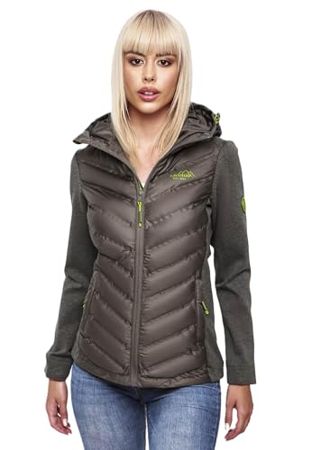 Navahoo Damen Fleece Hybrid Jacke Wanderjacke Kapuzenjacke B852 [B852-Nimm-Dunkelgrau-Gr.S] von Navahoo