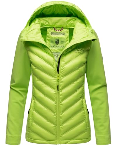 Navahoo Damen Fleece Hybrid Jacke Wanderjacke Kapuzenjacke B852 [B852-Nimm-Light-Green-Gr.S] von Navahoo