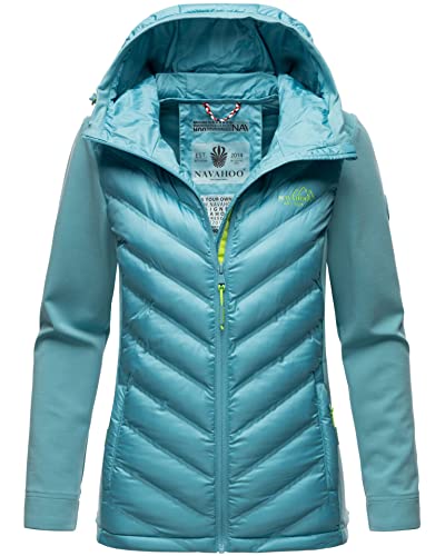 Navahoo Damen Fleece Hybrid Jacke Wanderjacke Kapuzenjacke B852 [B852-Nimm-Misty-Blue-Gr.L] von Navahoo