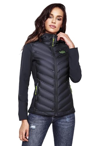 Navahoo Damen Fleece Hybrid Jacke Wanderjacke Kapuzenjacke B852 [B852-Nimm-Navy-Gr.XS] von Navahoo