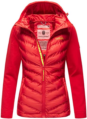 Navahoo Damen Fleece Hybrid Jacke Wanderjacke Kapuzenjacke B852 [B852-Nimm-Rot-Gr.L] von Navahoo