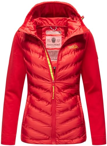 Navahoo Damen Fleece Hybrid Jacke Wanderjacke Kapuzenjacke B852 [B852-Nimm-Rot-Gr.XL] von Navahoo