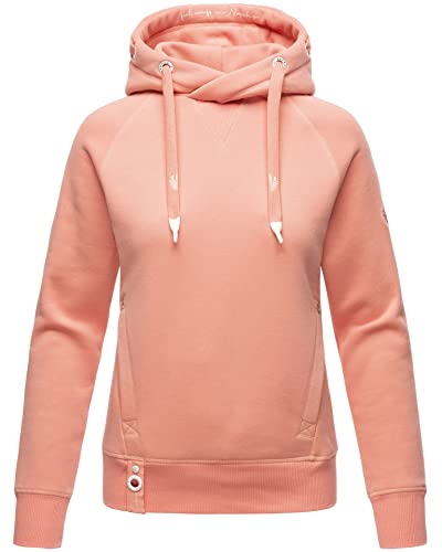 Navahoo Damen Hoodie Kapuzenpullover Sweatshirt mit Kapuze Sweater Pulli B911 [B911-Liebesm.-Apricot-Gr.XL] von Navahoo