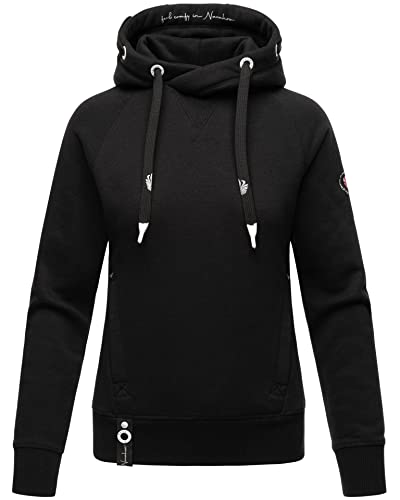 Navahoo Damen Hoodie Kapuzenpullover Sweatshirt mit Kapuze Sweater Pulli B911 [B911-Liebesm.-Schwarz-Gr.XL] von Navahoo