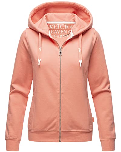 Navahoo Damen Hoodie Sweatjacke mit Kapuze Kapuzenpullover Langarm [B916-Engelshaar-Apricot-Gr.L] von Navahoo