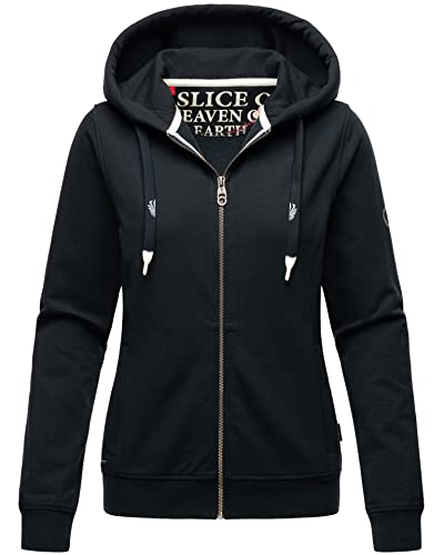Navahoo Damen Hoodie Sweatjacke mit Kapuze Kapuzenpullover Langarm [B916-Engelshaar-Navy-Gr.M] von Navahoo