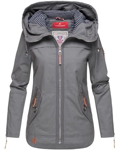 Navahoo Damen Jacke Frühling Übergangsjacke Parka Mantel Kapuze B692 [B692-Wek-Anthrazit-Gr.S] von Navahoo