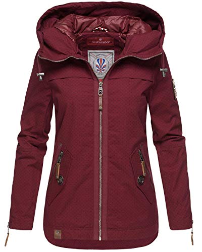 Navahoo Damen Jacke Frühling Übergangsjacke Parka Mantel Kapuze B692 [B692-Wek-Bordeaux-Gepunktet-Gr.S] von Navahoo