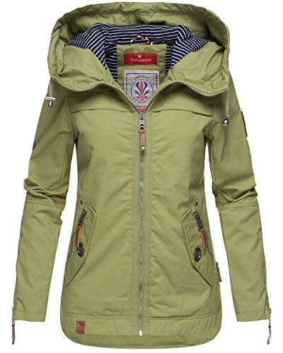 Navahoo Damen Jacke Frühling Übergangsjacke Parka Mantel Kapuze B692 [B692-Wek-Grün-Gr.3XL] von Navahoo