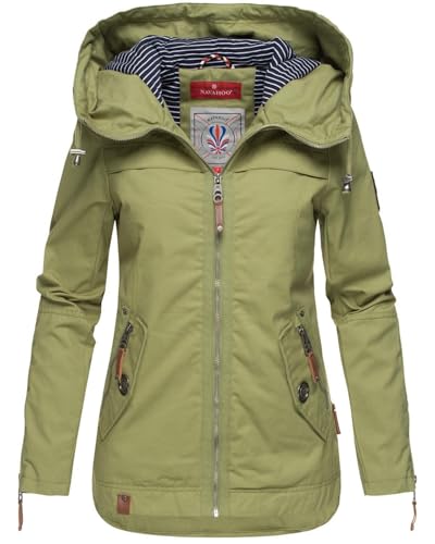 Navahoo Damen Jacke Frühling Übergangsjacke Parka Mantel Kapuze B692 [B692-Wek-Grün-Gr.S] von Navahoo