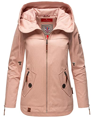 Navahoo Damen Jacke Frühling Übergangsjacke Parka Mantel Kapuze B692 [B692-Wek-Light-Rose-Gepunktet-Gr.XL] von Navahoo