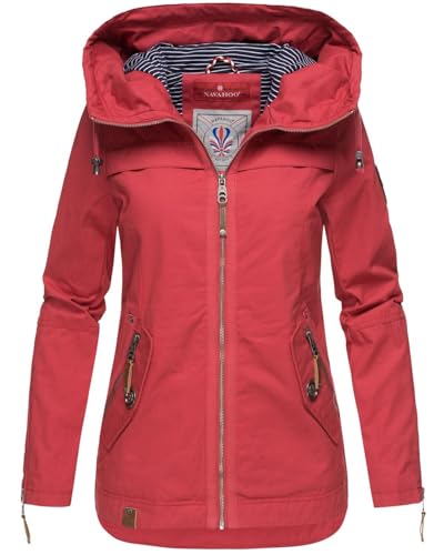 Navahoo Damen Jacke Frühling Übergangsjacke Parka Mantel Kapuze B692 [B692-Wek-Rot-Gr.M] von Navahoo