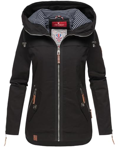 Navahoo Damen Jacke Frühling Übergangsjacke Parka Mantel Kapuze B692 [B692-Wek-Schwarz-Gr.S] von Navahoo