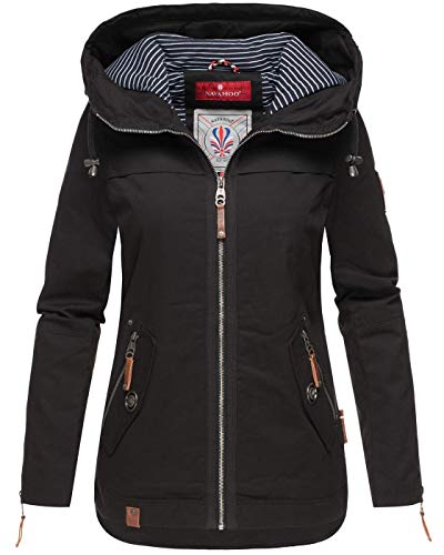 Navahoo Damen Jacke Frühling Übergangsjacke Parka Mantel Kapuze B692 [B692-Wek-Schwarz-Gr.XS] von Navahoo