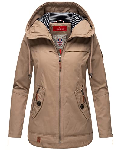 Navahoo Damen Jacke Frühling Übergangsjacke Parka Mantel Kapuze B692 [B692-Wek-Taupe-Gr.S] von Navahoo