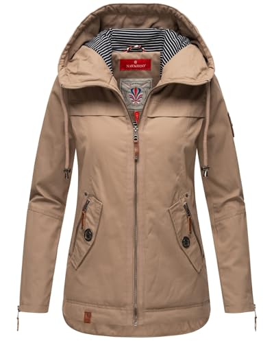 Navahoo Damen Jacke Frühling Übergangsjacke Parka Mantel Kapuze B692 [B692-Wek-Taupe-Gr.XXL] von Navahoo