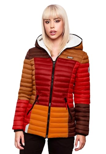 Navahoo Damen Jacke Steppjacke Übergangsjacke gesteppt Colour Blocking B841 [B841-Multikulti-Autumn-Gr.L] von Navahoo