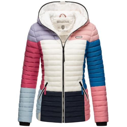 Navahoo Damen Jacke Steppjacke Übergangsjacke gesteppt Colour Blocking B841 [B841-Multikulti-Dark1-Gr.S] von Navahoo