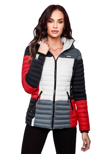 Navahoo Damen Jacke Steppjacke Übergangsjacke gesteppt Colour Blocking B841 [B841-Multikulti-French-Gr.L] von Navahoo