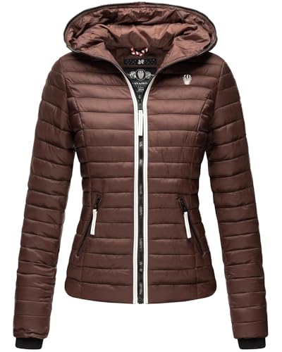 Navahoo Damen Jacke Steppjacke Übergangsjacke gesteppt Herbst Kapuze B811 [B811-Kim-Dark-Choco-G.-Gr.L] von Navahoo