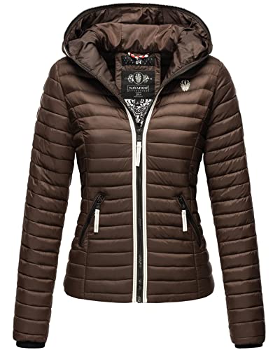 Navahoo Damen Jacke Steppjacke Übergangsjacke gesteppt Herbst Kapuze B811 [B811-Kim-Dark-Choco-G.-Gr.S] von Navahoo