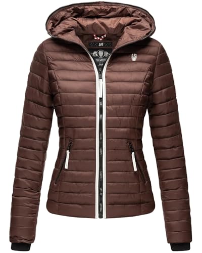 Navahoo Damen Jacke Steppjacke Übergangsjacke gesteppt Herbst Kapuze B811 [B811-Kim-Dark-Choco-G.-Gr.XL] von Navahoo