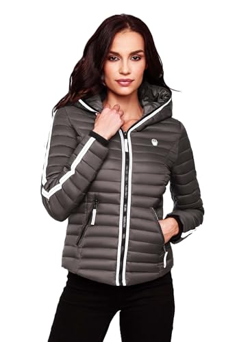 Navahoo Damen Jacke Steppjacke Übergangsjacke gesteppt Herbst Kapuze B811 [B811-Kim-Pri-Anthrazit-Gr.3XL] von Navahoo