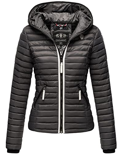 Navahoo Damen Jacke Steppjacke Übergangsjacke gesteppt Herbst Kapuze B811 [B811-Kim-Pri-Anthrazit-Gr.S] von Navahoo