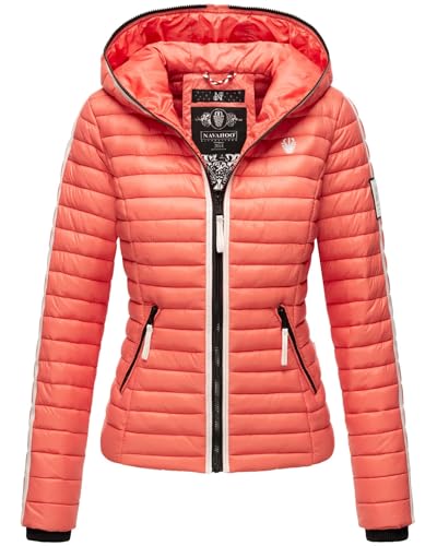 Navahoo Damen Jacke Steppjacke Übergangsjacke gesteppt Herbst Kapuze B811 [B811-Kim-Pri-Coral-Gr.M] von Navahoo