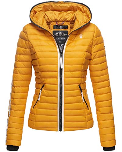 Navahoo Damen Jacke Steppjacke Übergangsjacke gesteppt Herbst Kapuze B811 [B811-Kim-Pri-Gelb-Gr.M] von Navahoo