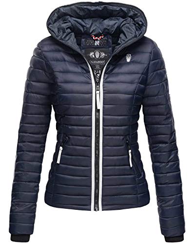 Navahoo Damen Jacke Steppjacke Übergangsjacke gesteppt Herbst Kapuze B811 [B811-Kim-Pri-Navy-Gr.L] von Navahoo