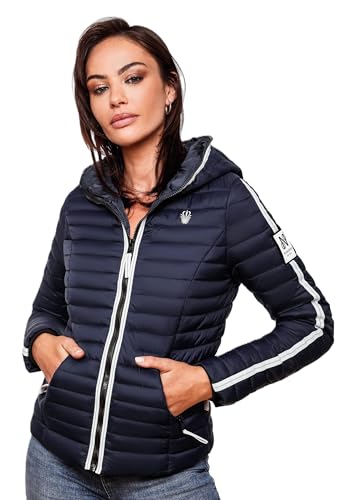 Navahoo Damen Jacke Steppjacke Übergangsjacke gesteppt Herbst Kapuze B811 [B811-Kim-Pri-Navy-Gr.S] von Navahoo