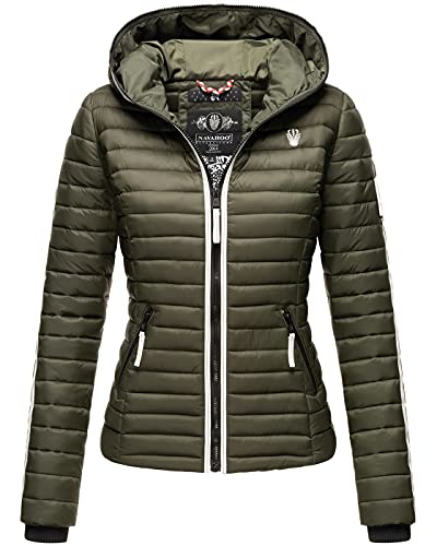 Navahoo Damen Jacke Steppjacke Übergangsjacke gesteppt Herbst Kapuze B811 [B811-Kim-Pri-Olive-Gr.M] von Navahoo