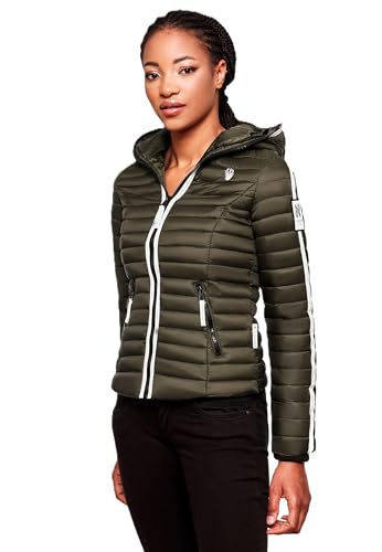Navahoo Damen Jacke Steppjacke Übergangsjacke gesteppt Herbst Kapuze B811 [B811-Kim-Pri-Olive-Gr.M] von Navahoo