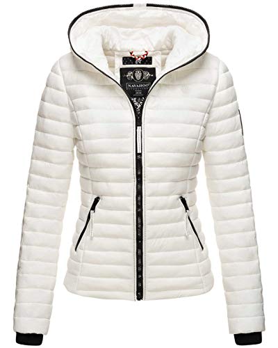 Navahoo Damen Jacke Steppjacke Übergangsjacke gesteppt Herbst Kapuze B811 [B811-Kim-Pri-Weiss-Gr.3XL] von Navahoo