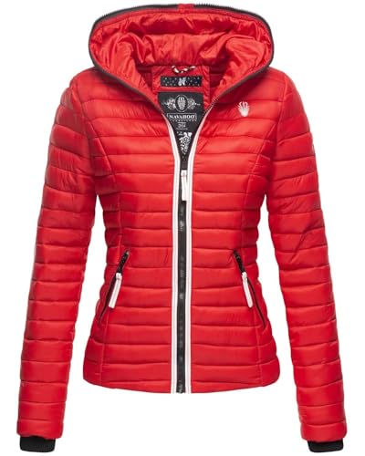 Navahoo Damen Jacke Steppjacke Übergangsjacke gesteppt Herbst Kapuze B811 [B811-Kim-Pri-Rot-Gr.S] von Navahoo