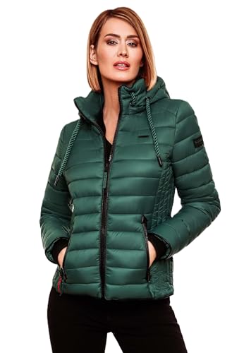Navahoo Damen Steppjacke XS-XXL leichte Übergangsjacke mit abnehmbarer Kapuze, wasserabweisend, taillierter Schnitt B650 (XS,Green) Navahoo Damen Steppjacke XS-XXL leichte Übergangsjacke mit abnehmbarer Kapuze, wasserabweisend, taillierter Schnitt B650 (XS,Green) von Navahoo