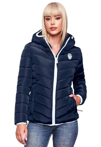 Navahoo Damen Jacke Steppjacke Übergangsjacke gesteppt Stepp Herbst B675 [B675-Elv-Navy-Gr.M] von Navahoo