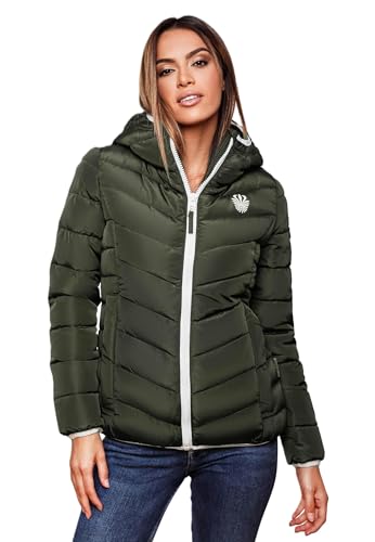 Navahoo Damen Jacke Steppjacke Übergangsjacke gesteppt Stepp Herbst B675 [B675-Elv-Olive-Gr.M] von Navahoo
