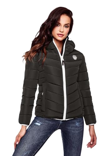 Navahoo Damen Jacke Steppjacke Übergangsjacke gesteppt Stepp Herbst B675 [B675-Elv-Schwarz-Gr.S] von Navahoo