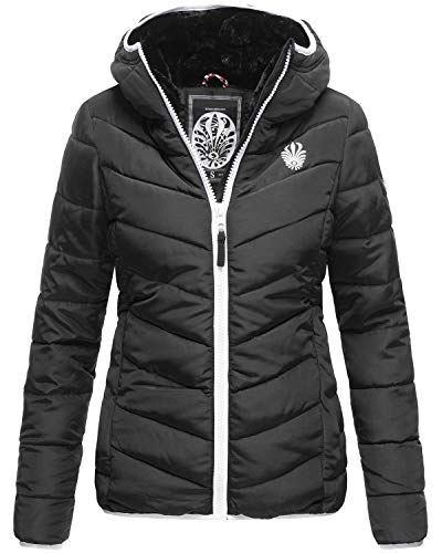 Navahoo Damen Jacke Steppjacke Übergangsjacke gesteppt Stepp Herbst B675 [B675-Elv-Schwarz-Gr.XL] von Navahoo