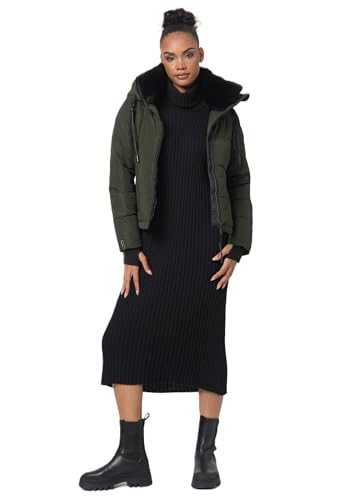 Navahoo Damen Jacke Winter Steppjacke warm Kapuze gesteppt B981 [B981-Mitlieb-Dark-Olive-Gr.L] von Navahoo