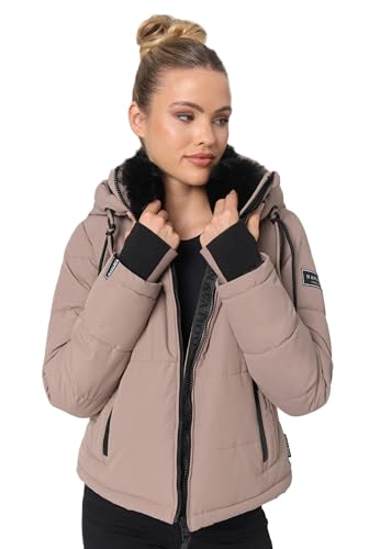 Navahoo Damen Jacke Winter Steppjacke warm Kapuze gesteppt B981 [B981-Mitlieb-Taupe-Grey-Gr.M] von Navahoo