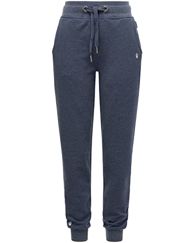 Navahoo Damen Jogginghose Freizeithose Tainingshose Sporthose Yogahose mit Taschen B912 [B912-Schmusek.-Blau-Melange-Gr.L] von Navahoo