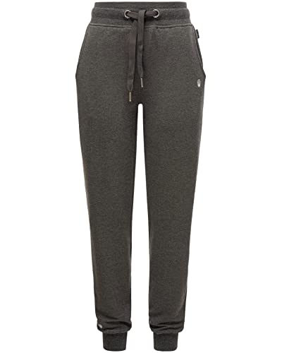 Navahoo Damen Jogginghose Freizeithose Tainingshose Sporthose Yogahose mit Taschen B912 [B912-Schmusek.-D.Grau-Melange-Gr.S] von Navahoo