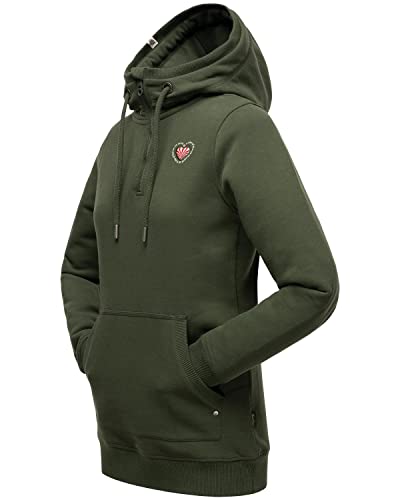 Navahoo Damen Kapuzen-Pullover Long-Sweatshirt Hoodie Zauberelfe Dark Olive Gr. M von Navahoo