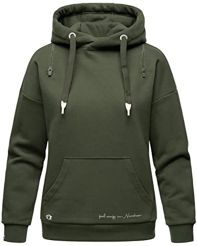 Navahoo Damen Kapuzenpullover Sweatshirt Hoodie Sweater mit Kapuze B901 [B901-Zuckerbaer-D.Olive-Gr.XL] von Navahoo