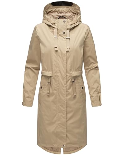 Navahoo Damen Leichter Übergangsmantel Kurzmantel lang mit Verstellbarer Kapuze Silberperlee Beige Gr. XXL Navahoo Damen Leichter Übergangsmantel Kurzmantel lang mit Verstellbarer Kapuze Silberperlee Beige Gr. XXL von Navahoo