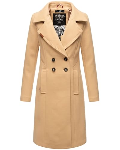 Navahoo Damen Mantel Trenchcoat Winterjacke Wintermantel B661 [B661-Wool-Beige-Gr.L] von Navahoo
