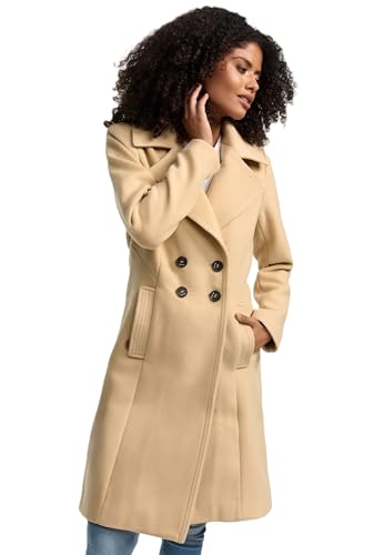 Navahoo Damen Mantel Trenchcoat Winterjacke Wintermantel B661 [B661-Wool-Beige-Gr.XXL] von Navahoo